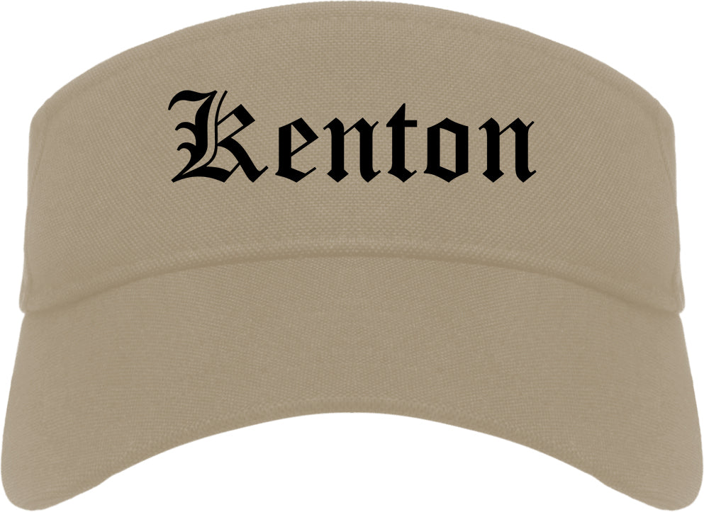 Kenton Ohio OH Old English Mens Visor Cap Hat Khaki
