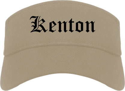 Kenton Ohio OH Old English Mens Visor Cap Hat Khaki