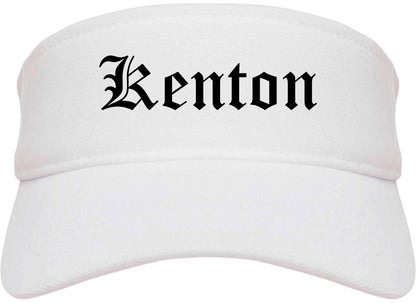 Kenton Ohio OH Old English Mens Visor Cap Hat White