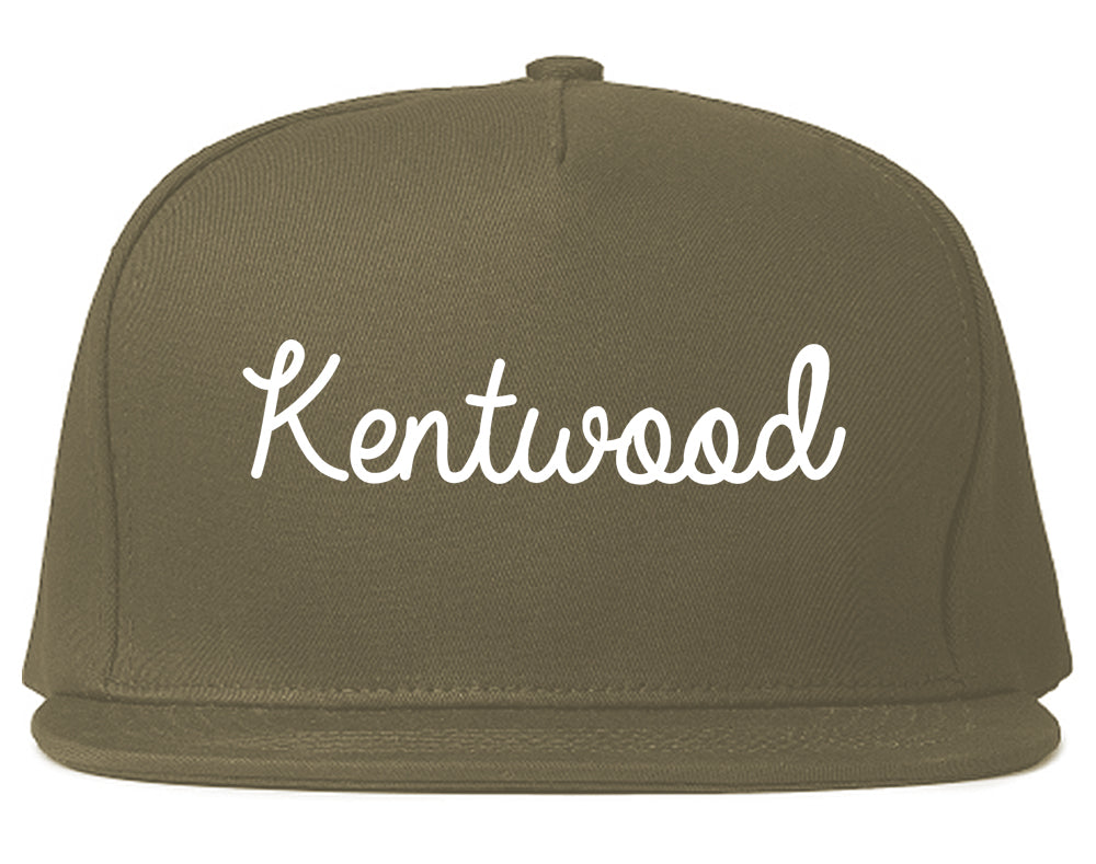 Kentwood Michigan MI Script Mens Snapback Hat Grey