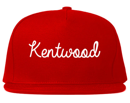 Kentwood Michigan MI Script Mens Snapback Hat Red