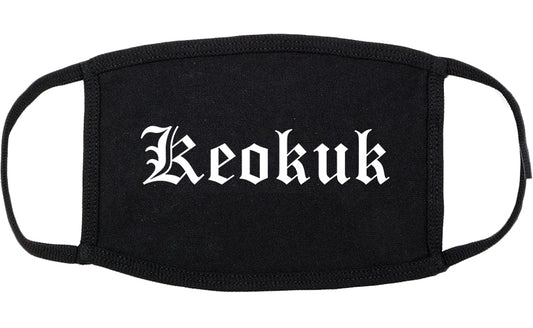 Keokuk Iowa IA Old English Cotton Face Mask Black
