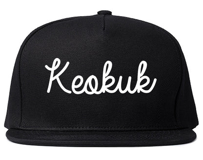 Keokuk Iowa IA Script Mens Snapback Hat Black