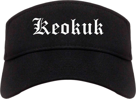 Keokuk Iowa IA Old English Mens Visor Cap Hat Black