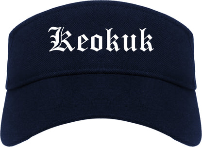 Keokuk Iowa IA Old English Mens Visor Cap Hat Navy Blue