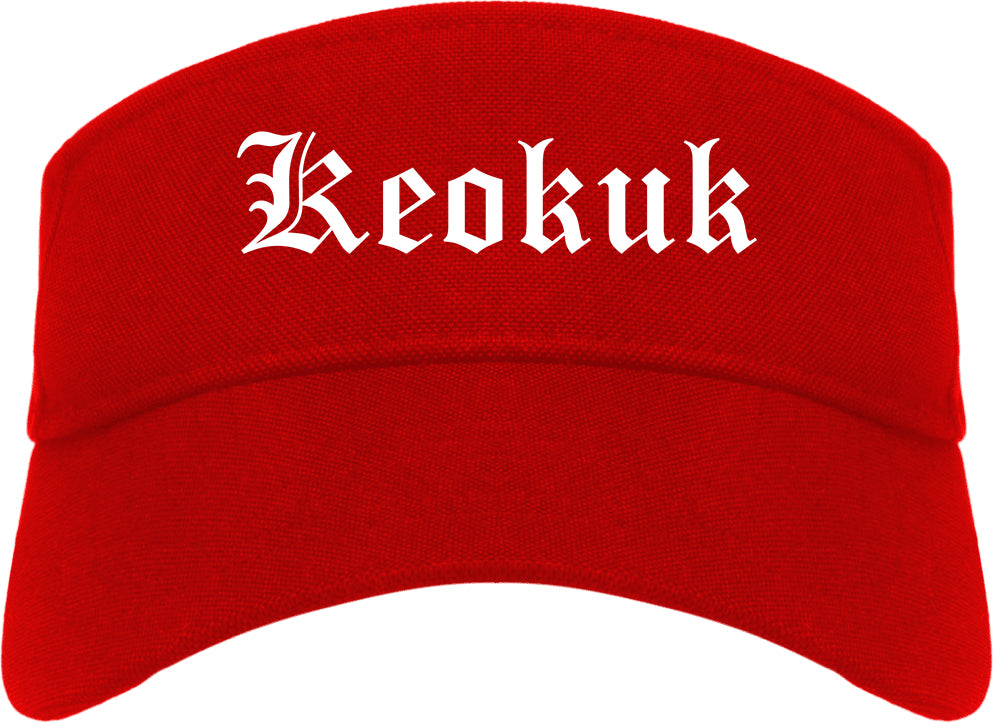 Keokuk Iowa IA Old English Mens Visor Cap Hat Red