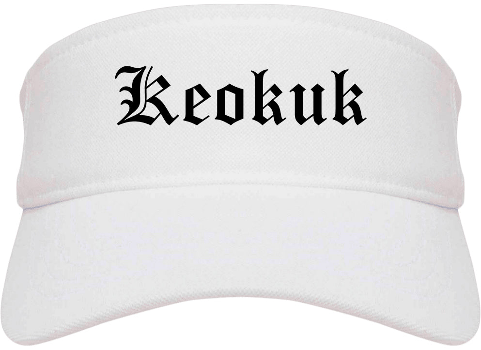 Keokuk Iowa IA Old English Mens Visor Cap Hat White