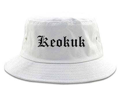 Keokuk Iowa IA Old English Mens Bucket Hat White