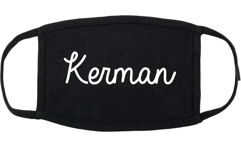 Kerman California CA Script Cotton Face Mask Black