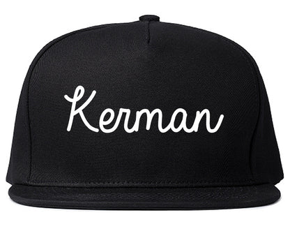 Kerman California CA Script Mens Snapback Hat Black
