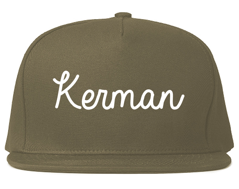 Kerman California CA Script Mens Snapback Hat Grey