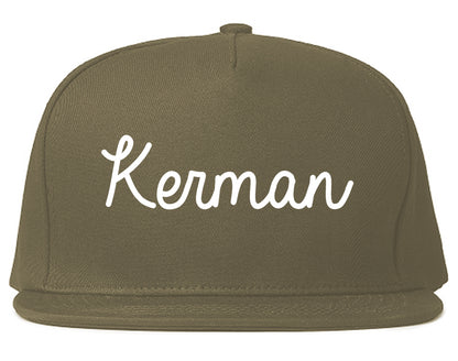 Kerman California CA Script Mens Snapback Hat Grey