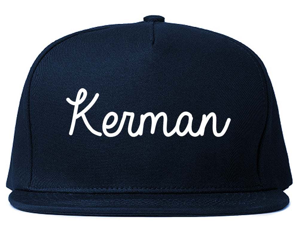 Kerman California CA Script Mens Snapback Hat Navy Blue