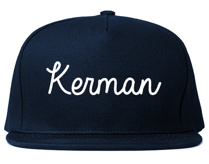 Kerman California CA Script Mens Snapback Hat Navy Blue
