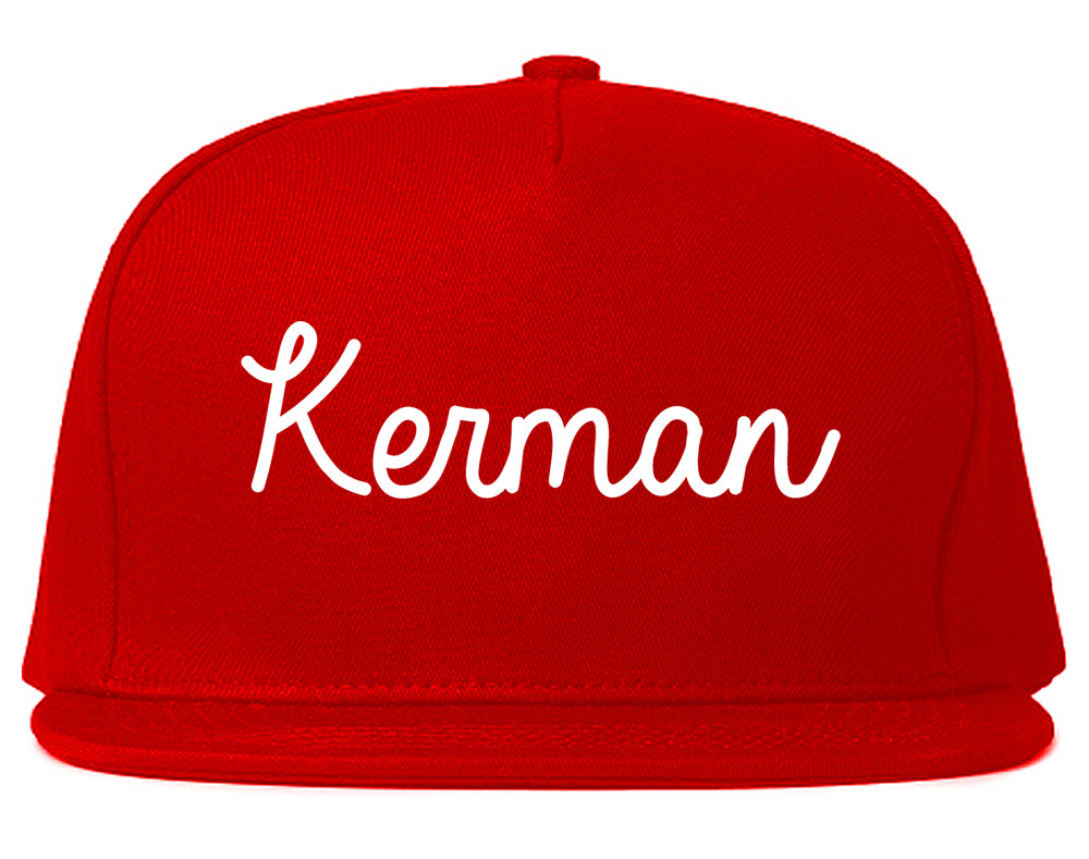 Kerman California CA Script Mens Snapback Hat Red