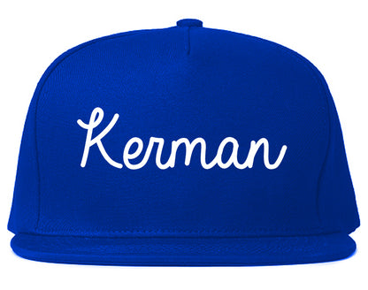 Kerman California CA Script Mens Snapback Hat Royal Blue