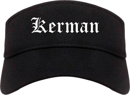 Kerman California CA Old English Mens Visor Cap Hat Black