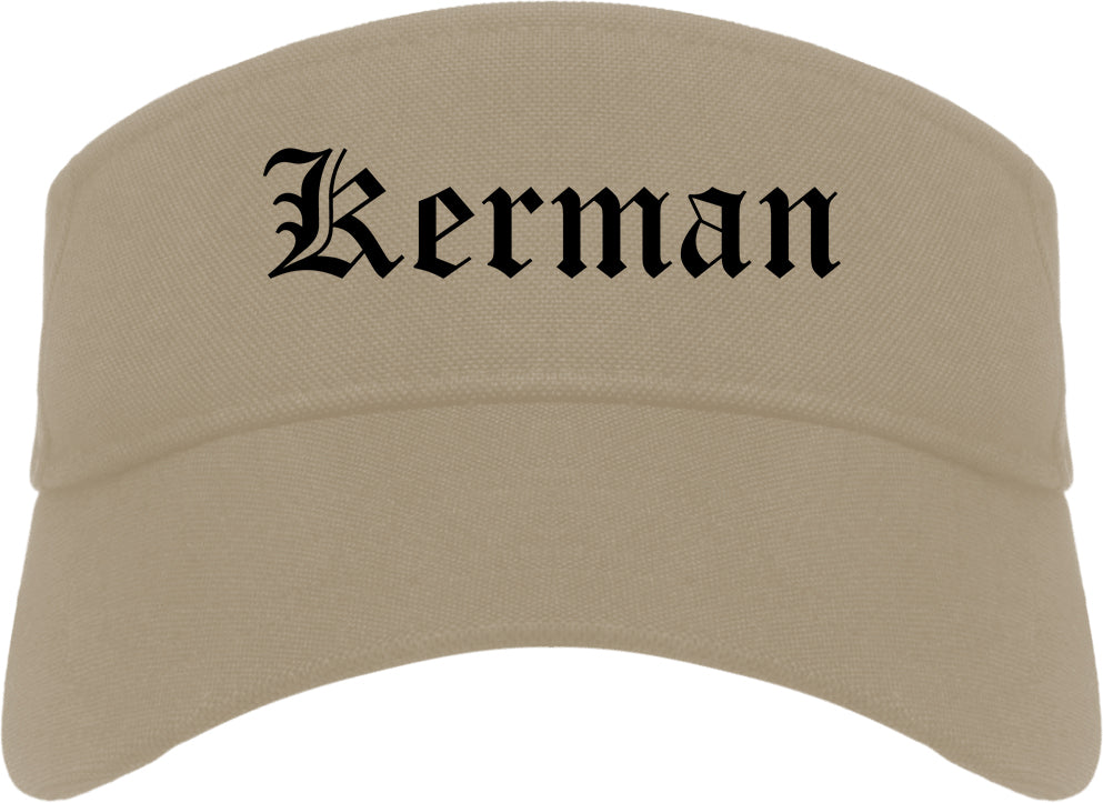Kerman California CA Old English Mens Visor Cap Hat Khaki