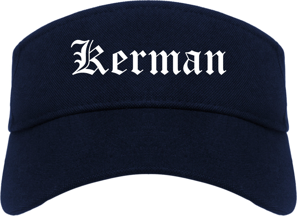 Kerman California CA Old English Mens Visor Cap Hat Navy Blue