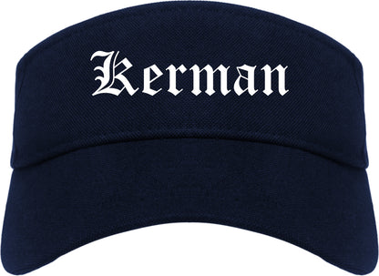 Kerman California CA Old English Mens Visor Cap Hat Navy Blue