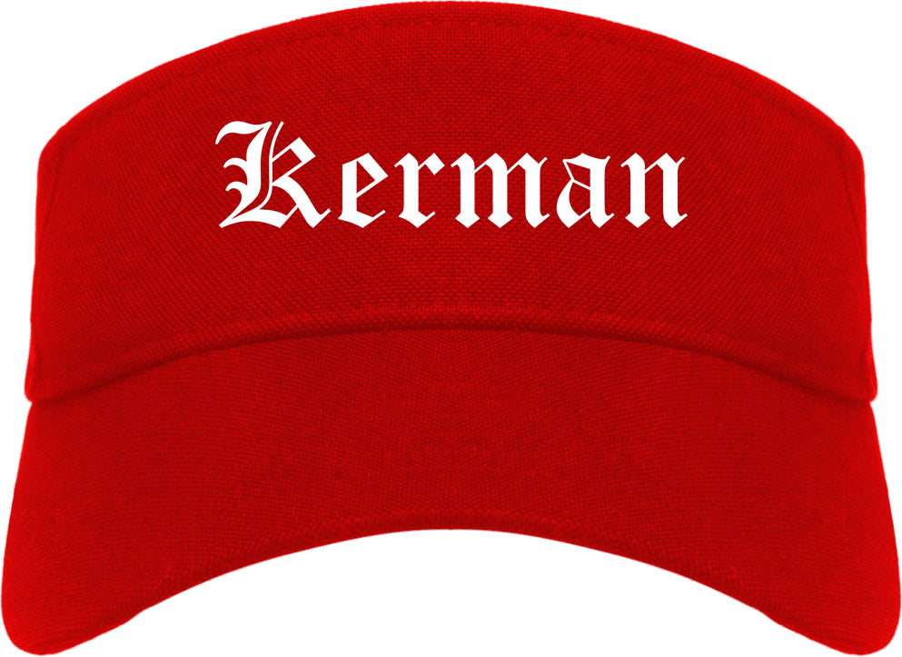 Kerman California CA Old English Mens Visor Cap Hat Red