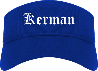 Kerman California CA Old English Mens Visor Cap Hat Royal Blue