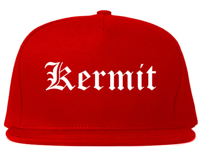 Kermit Texas TX Old English Mens Snapback Hat Red