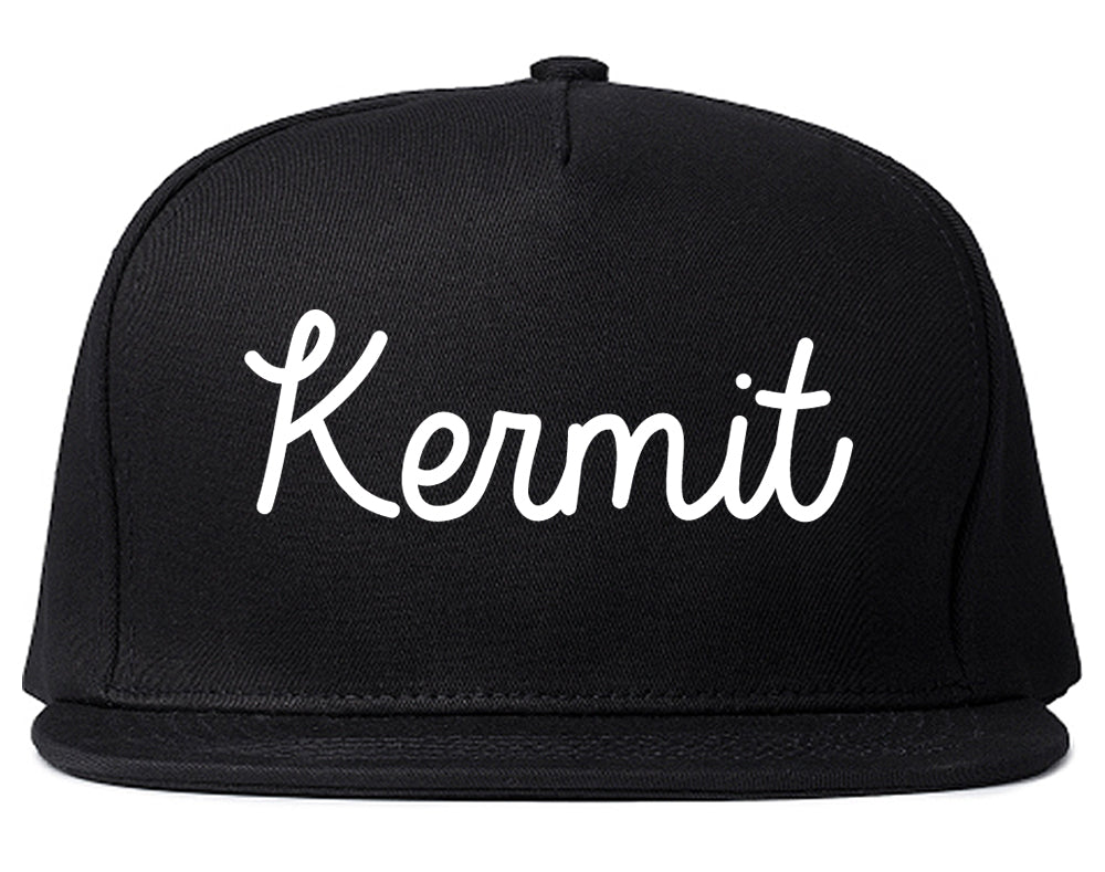 Kermit Texas TX Script Mens Snapback Hat Black