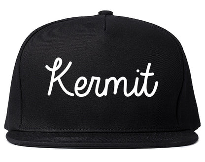Kermit Texas TX Script Mens Snapback Hat Black