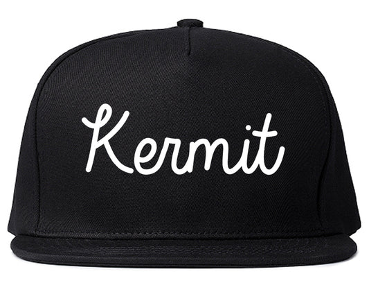 Kermit Texas TX Script Mens Snapback Hat Black