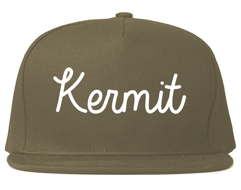 Kermit Texas TX Script Mens Snapback Hat Grey
