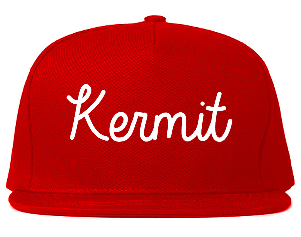 Kermit Texas TX Script Mens Snapback Hat Red