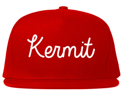 Kermit Texas TX Script Mens Snapback Hat Red