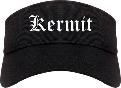 Kermit Texas TX Old English Mens Visor Cap Hat Black