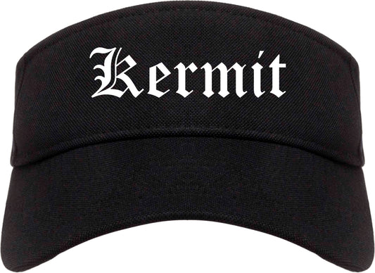 Kermit Texas TX Old English Mens Visor Cap Hat Black