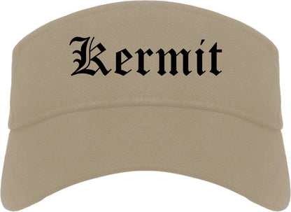 Kermit Texas TX Old English Mens Visor Cap Hat Khaki