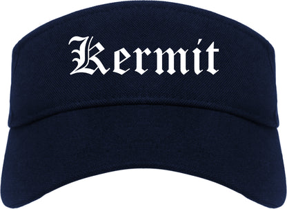 Kermit Texas TX Old English Mens Visor Cap Hat Navy Blue