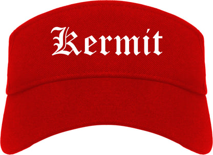 Kermit Texas TX Old English Mens Visor Cap Hat Red