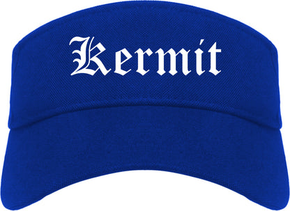 Kermit Texas TX Old English Mens Visor Cap Hat Royal Blue