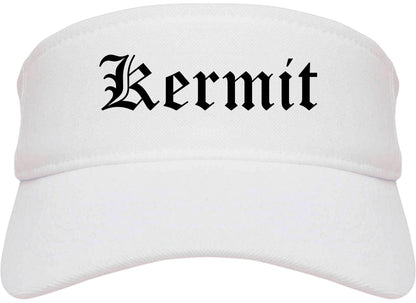 Kermit Texas TX Old English Mens Visor Cap Hat White