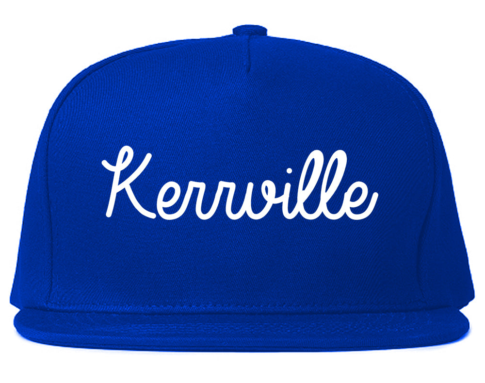 Kerrville Texas TX Script Mens Snapback Hat Royal Blue
