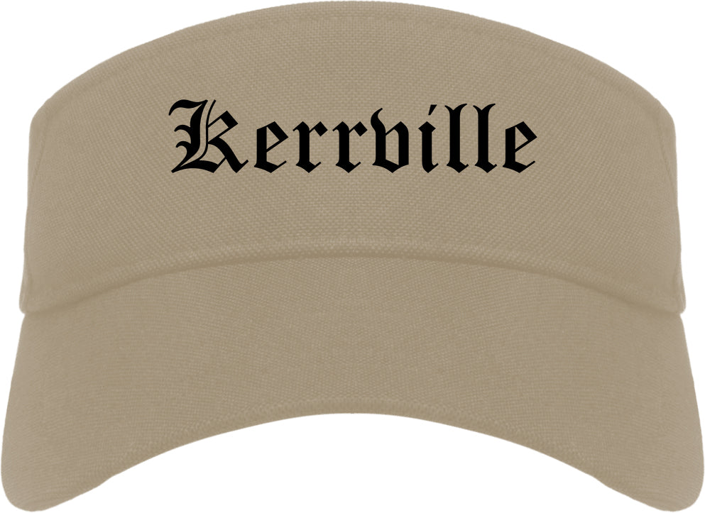 Kerrville Texas TX Old English Mens Visor Cap Hat Khaki