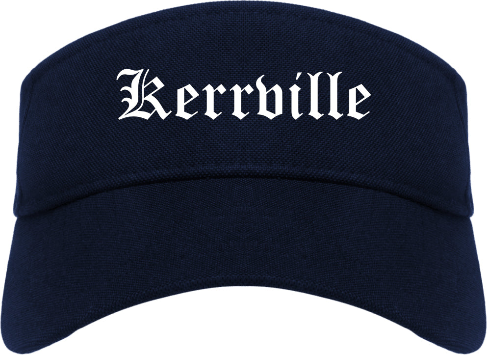 Kerrville Texas TX Old English Mens Visor Cap Hat Navy Blue