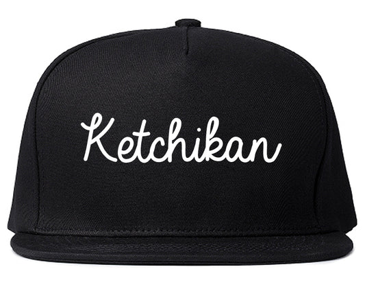 Ketchikan Alaska AK Script Mens Snapback Hat Black