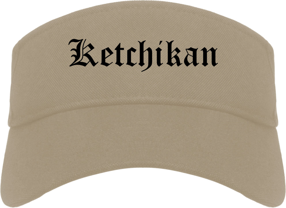 Ketchikan Alaska AK Old English Mens Visor Cap Hat Khaki