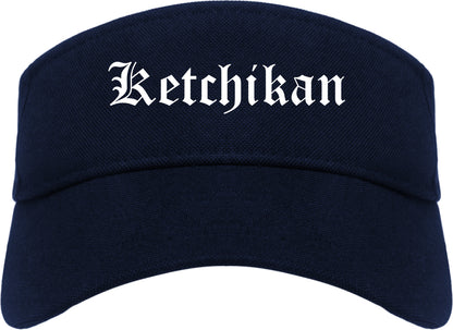 Ketchikan Alaska AK Old English Mens Visor Cap Hat Navy Blue