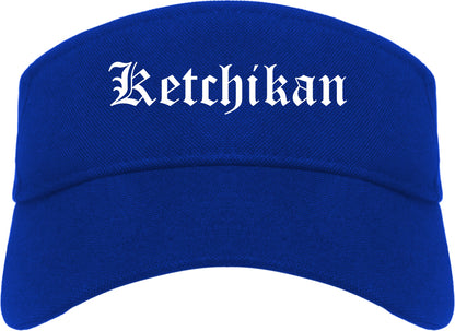 Ketchikan Alaska AK Old English Mens Visor Cap Hat Royal Blue