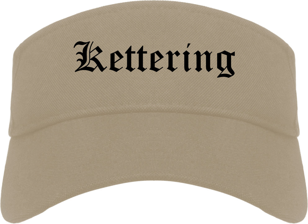 Kettering Ohio OH Old English Mens Visor Cap Hat Khaki