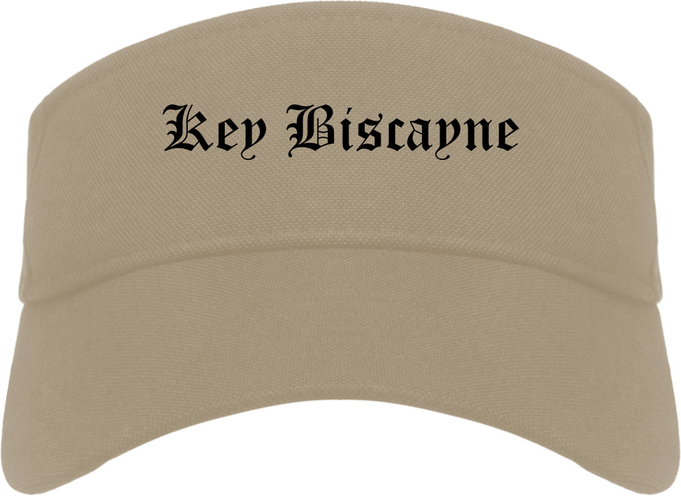 Key Biscayne Florida FL Old English Mens Visor Cap Hat Khaki