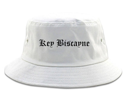Key Biscayne Florida FL Old English Mens Bucket Hat White
